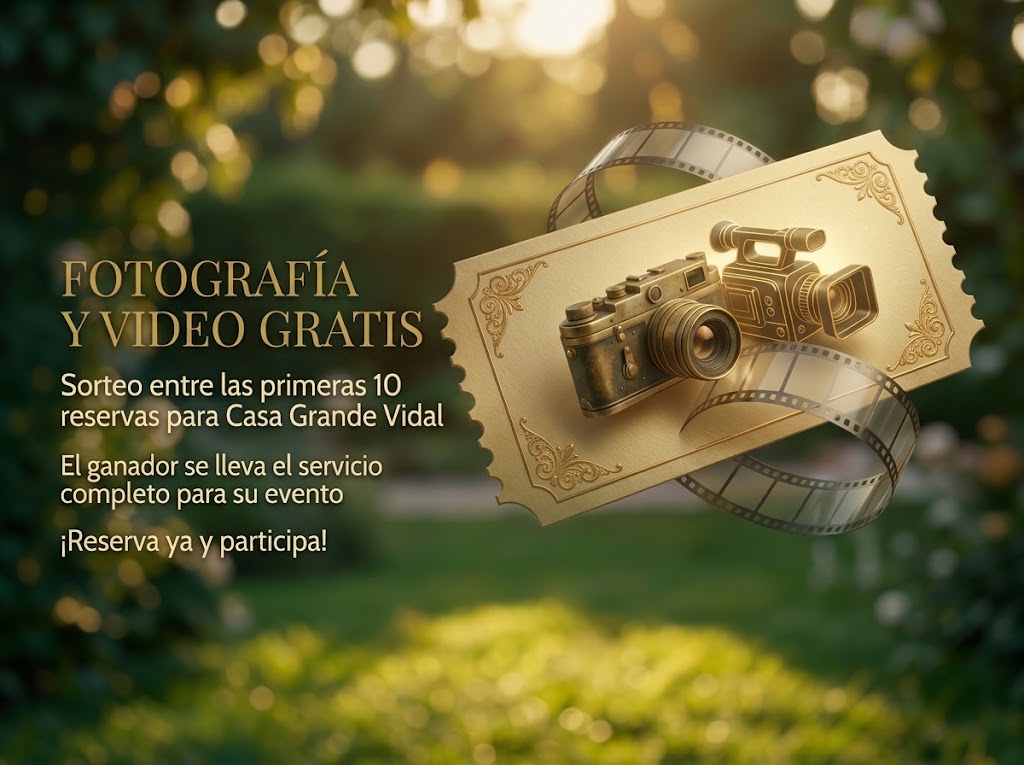 Promoción Cliente Fundador: sorteo de fotografía y video gratis para las primeras 10 reservas en Casa Grande Vidal